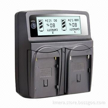 Super Fast Battery Dual Charger, Charge 2 Batteries with 2A Maximum Current, Big LCD Screen Display
